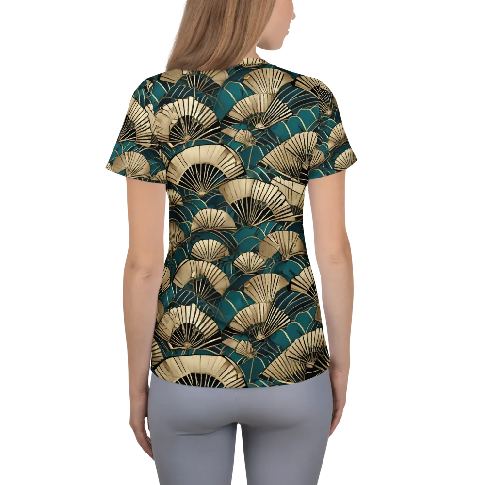 Gilded Fan Dance on Women's Athletic T-Shirt — Back
