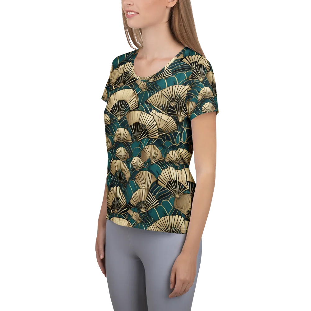 Gilded Fan Dance on Women's Athletic T-Shirt — Left