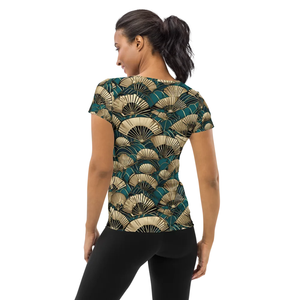Gilded Fan Dance on Women's Athletic T-Shirt — Back