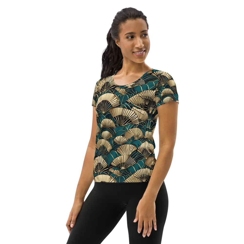 Gilded Fan Dance on Women's Athletic T-Shirt — Left