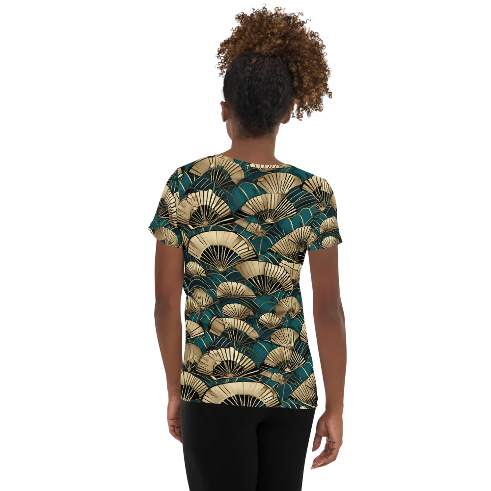 Gilded Fan Dance on Women's Athletic T-Shirt — Back