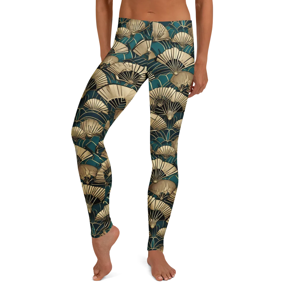 Gilded Fan Dance on Leggings — Front