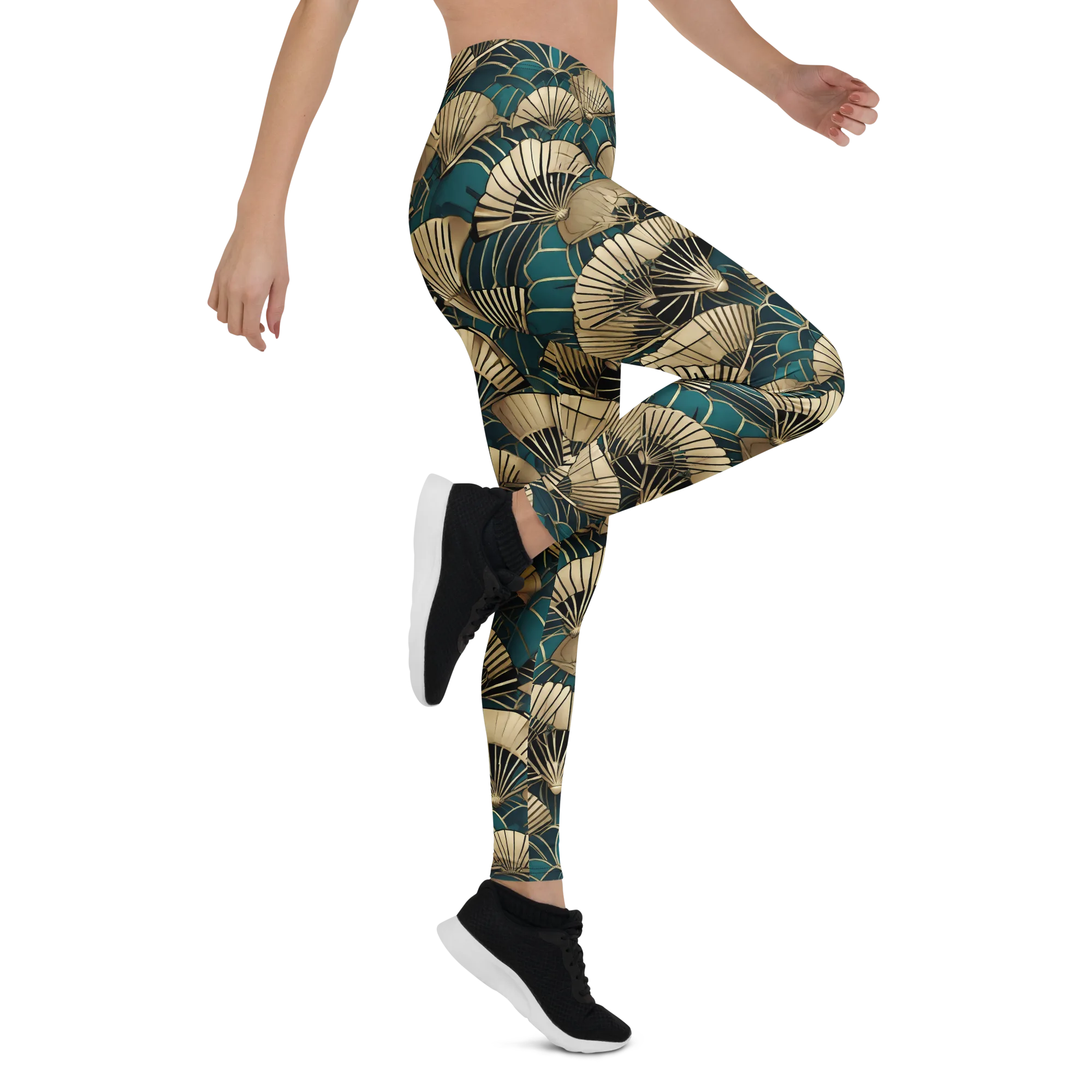 Gilded Fan Dance on Leggings — Right