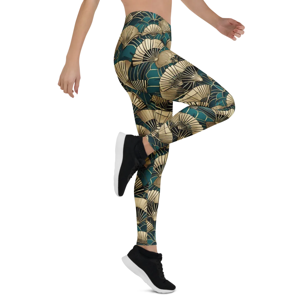 Gilded Fan Dance on Leggings — Right
