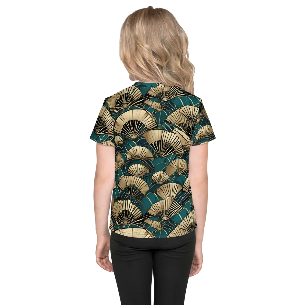 Gilded Fan Dance on Kids Crew Neck T-Shirt — Back