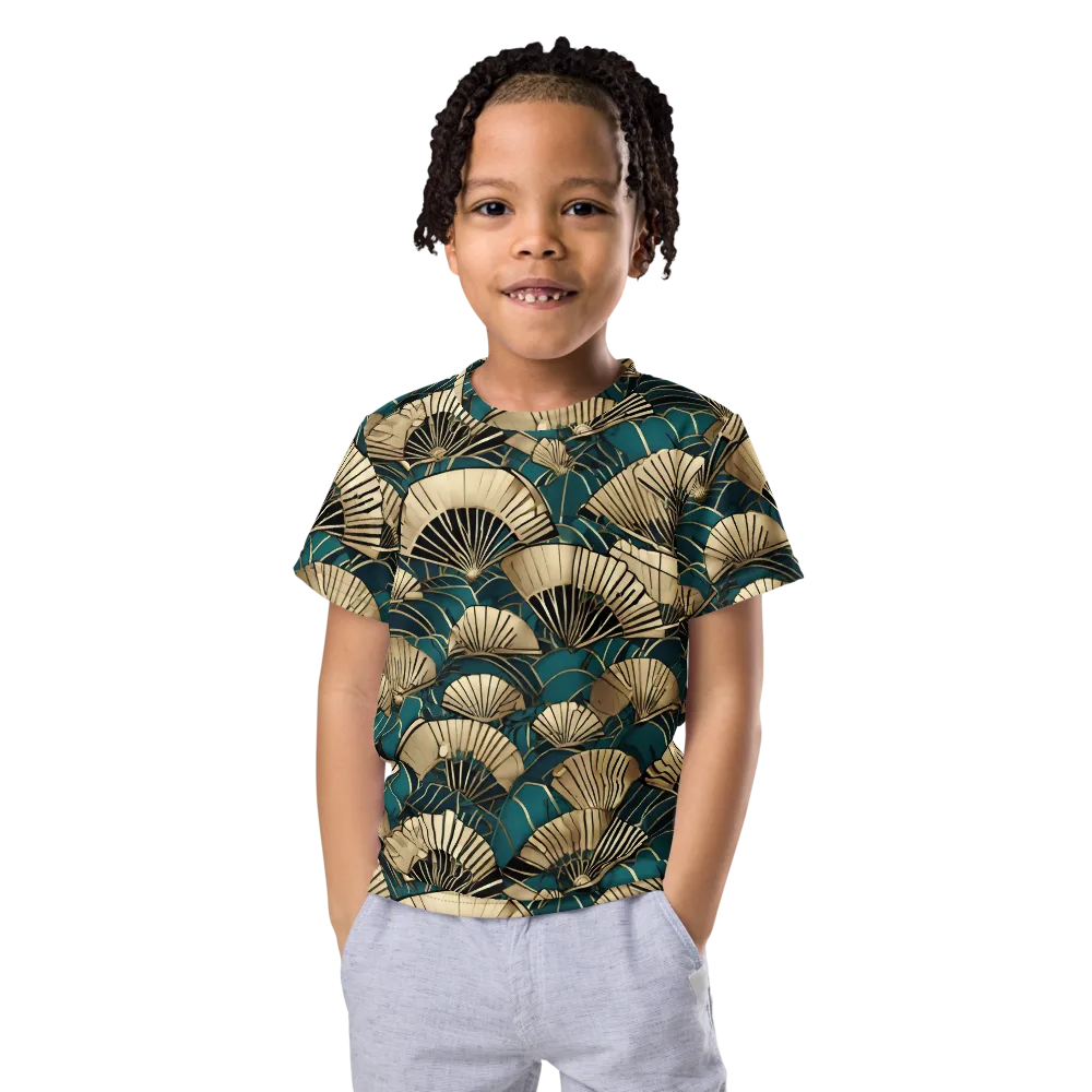Gilded Fan Dance on Kids Crew Neck T-Shirt — Front