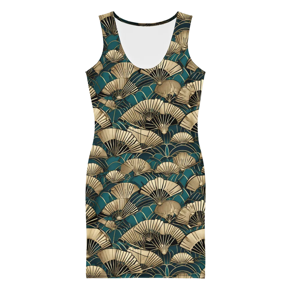 Gilded Fan Dance on Bodycon Dress — Front