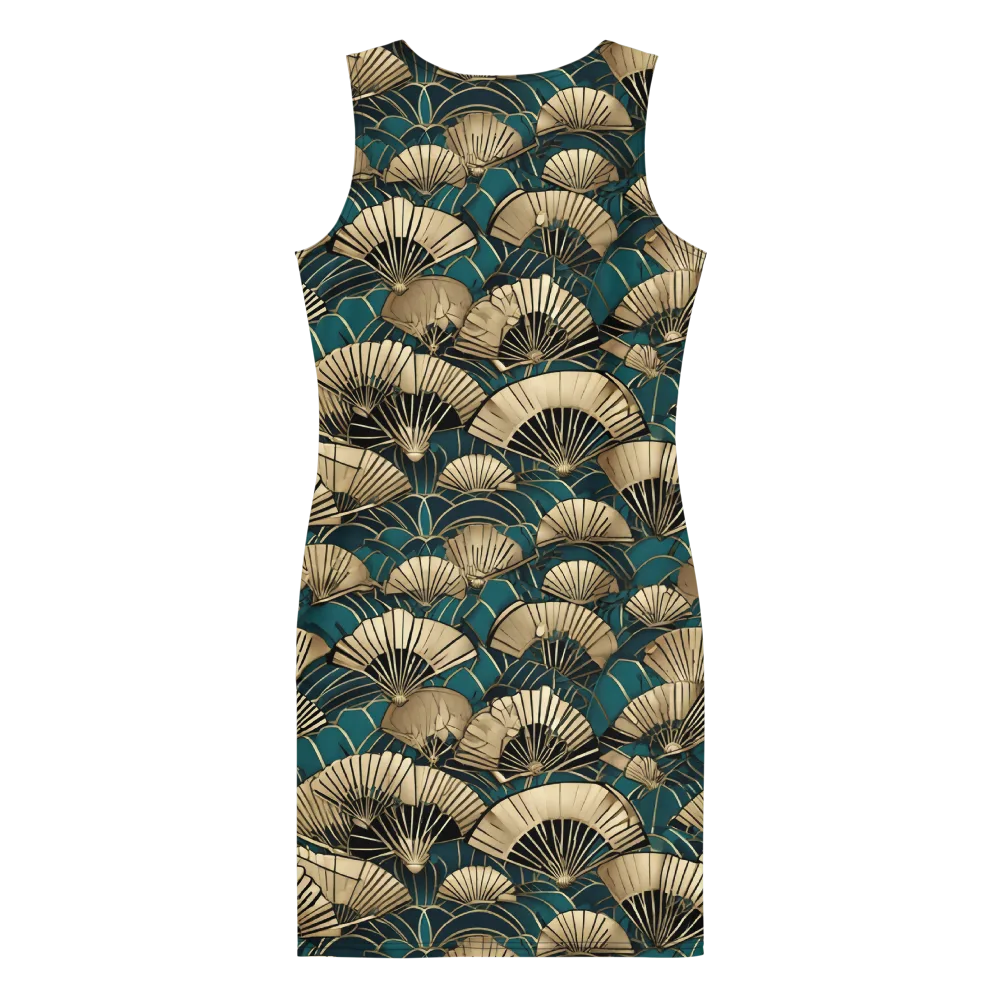Gilded Fan Dance on Bodycon Dress — Back