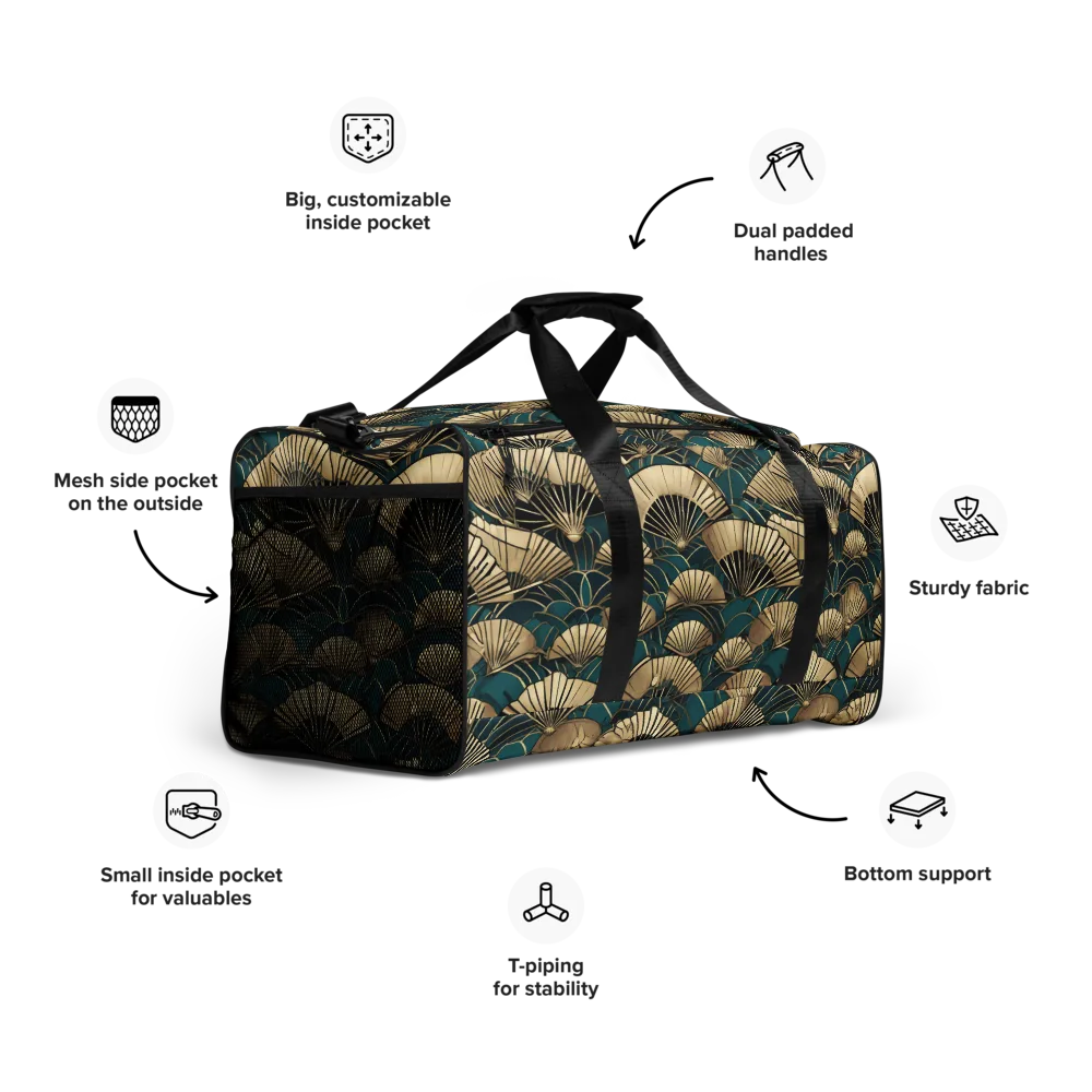 Gilded Fan Dance on Duffle Bag — Right Front