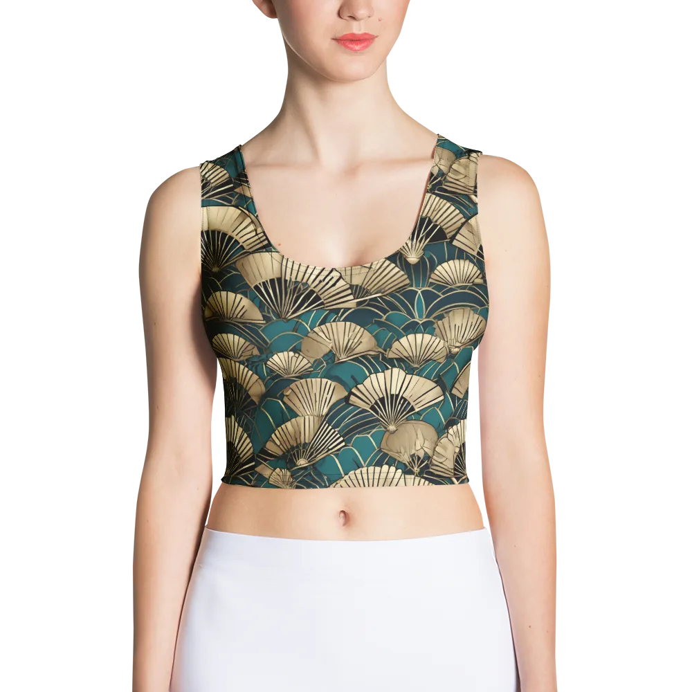 Gilded Fan Dance on Crop Top — Front