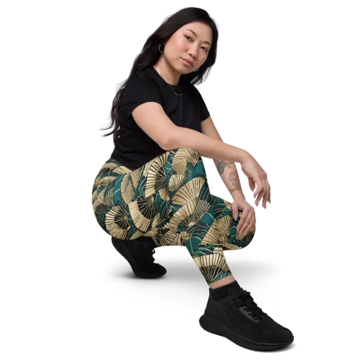 Gilded Fan Dance on a Leggings with Pockets