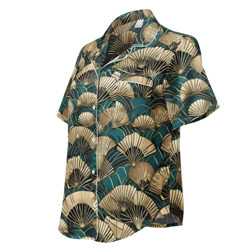 Gilded Fan Dance on a Women's Short Sleeve Pajama Top