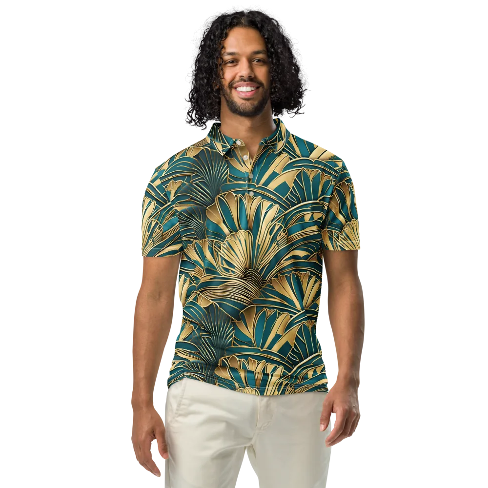 Gilded Botanica on Men's Slim Fit Polo Shirt — Front