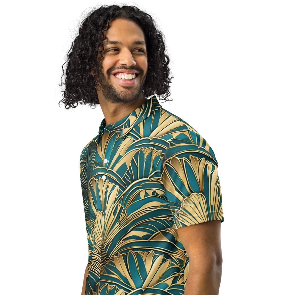 Gilded Botanica on Men's Slim Fit Polo Shirt — Left Front
