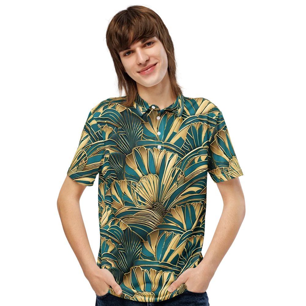 Gilded Botanica on Men's Slim Fit Polo Shirt — Front