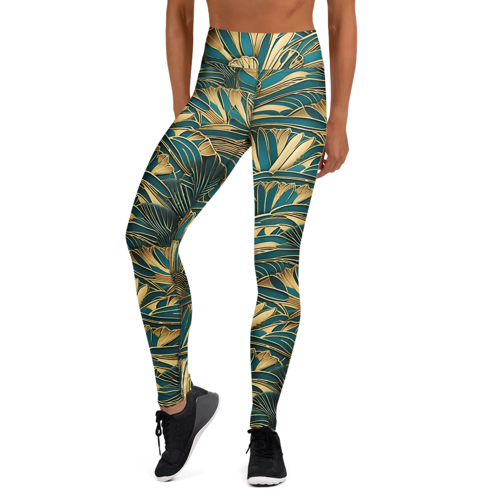 Gilded Botanica on Yoga Leggings — Front