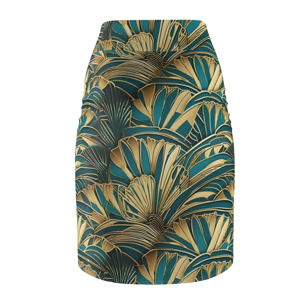Gilded Botanica on Pencil Skirt — Back