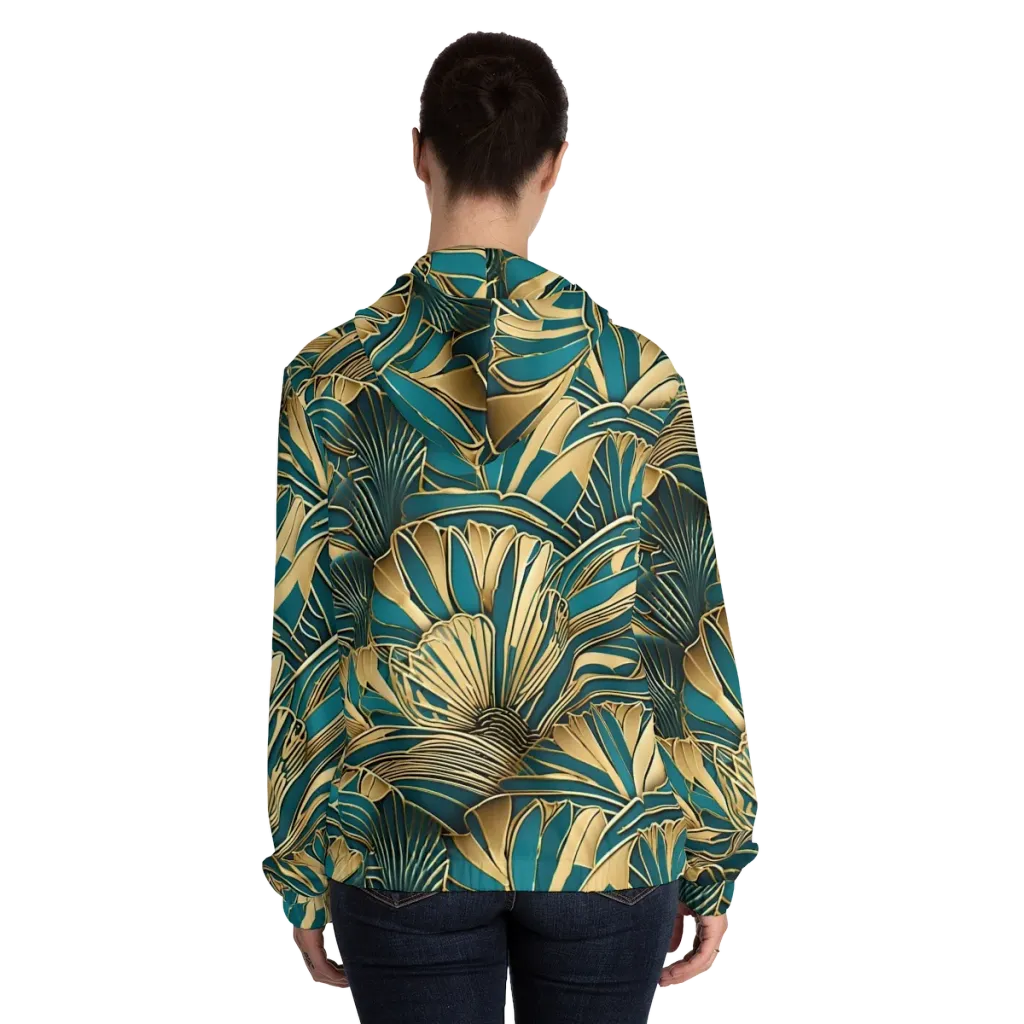 Gilded Botanica on Women's Full-Zip Hoodie — Back On Person