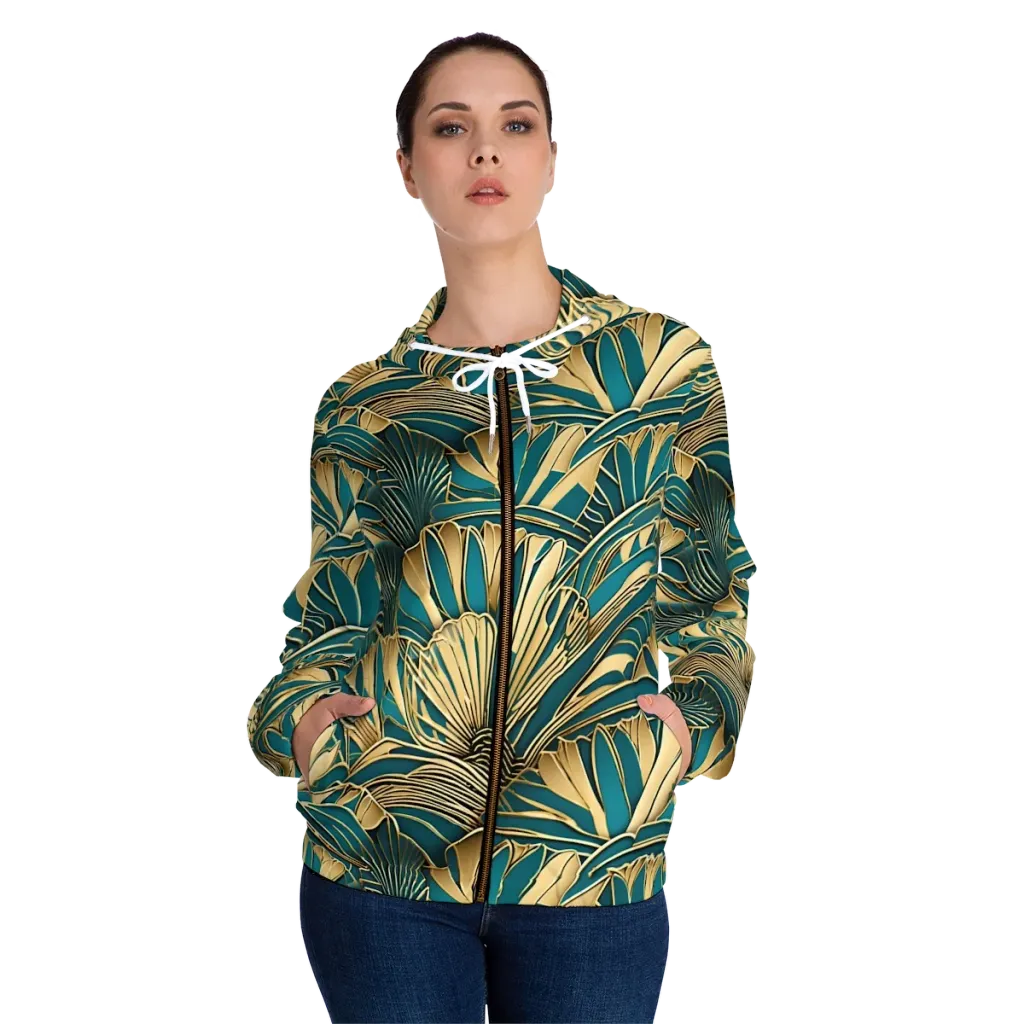 Gilded Botanica on Women's Full-Zip Hoodie — Front On Person