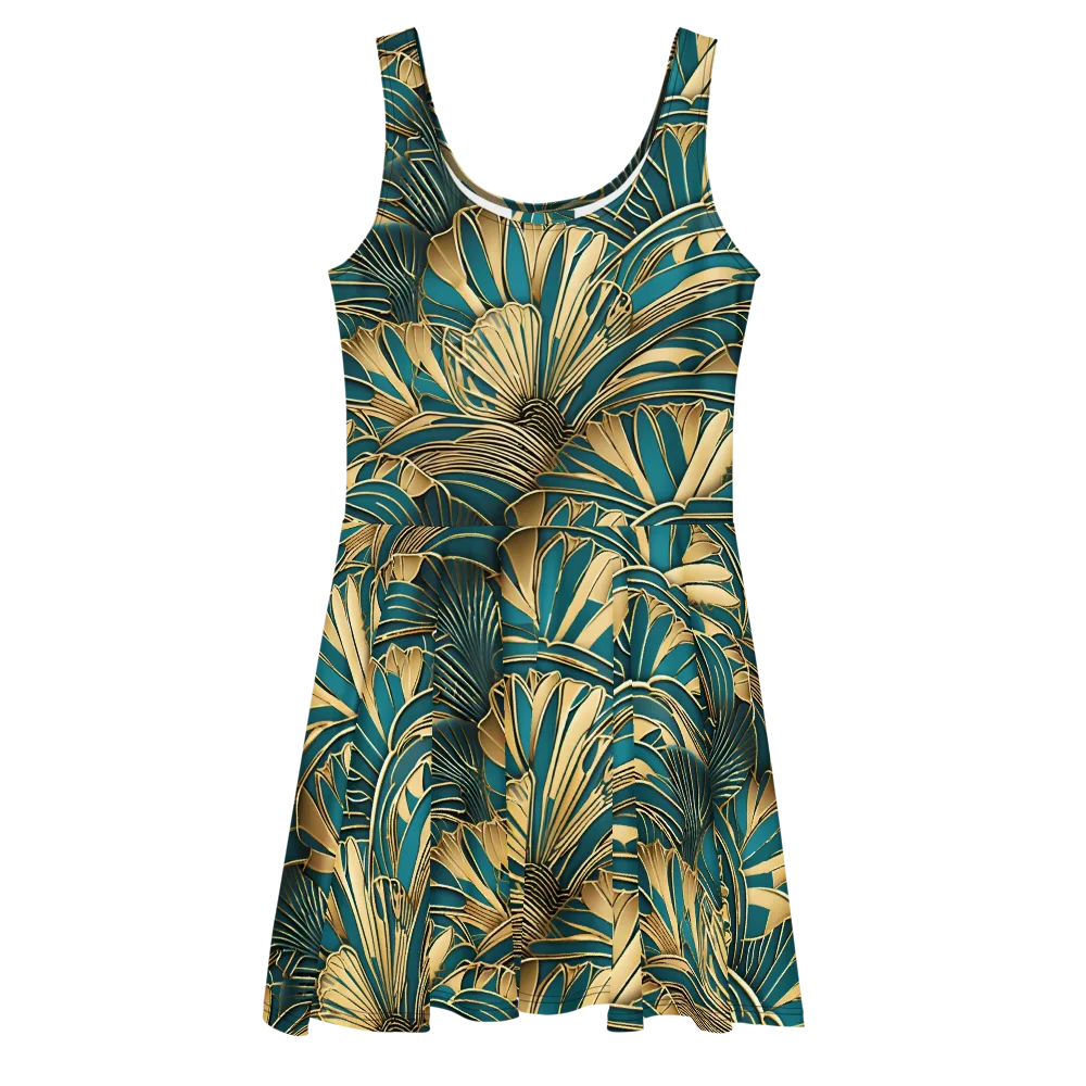 Gilded Botanica on Skater Dress — Front