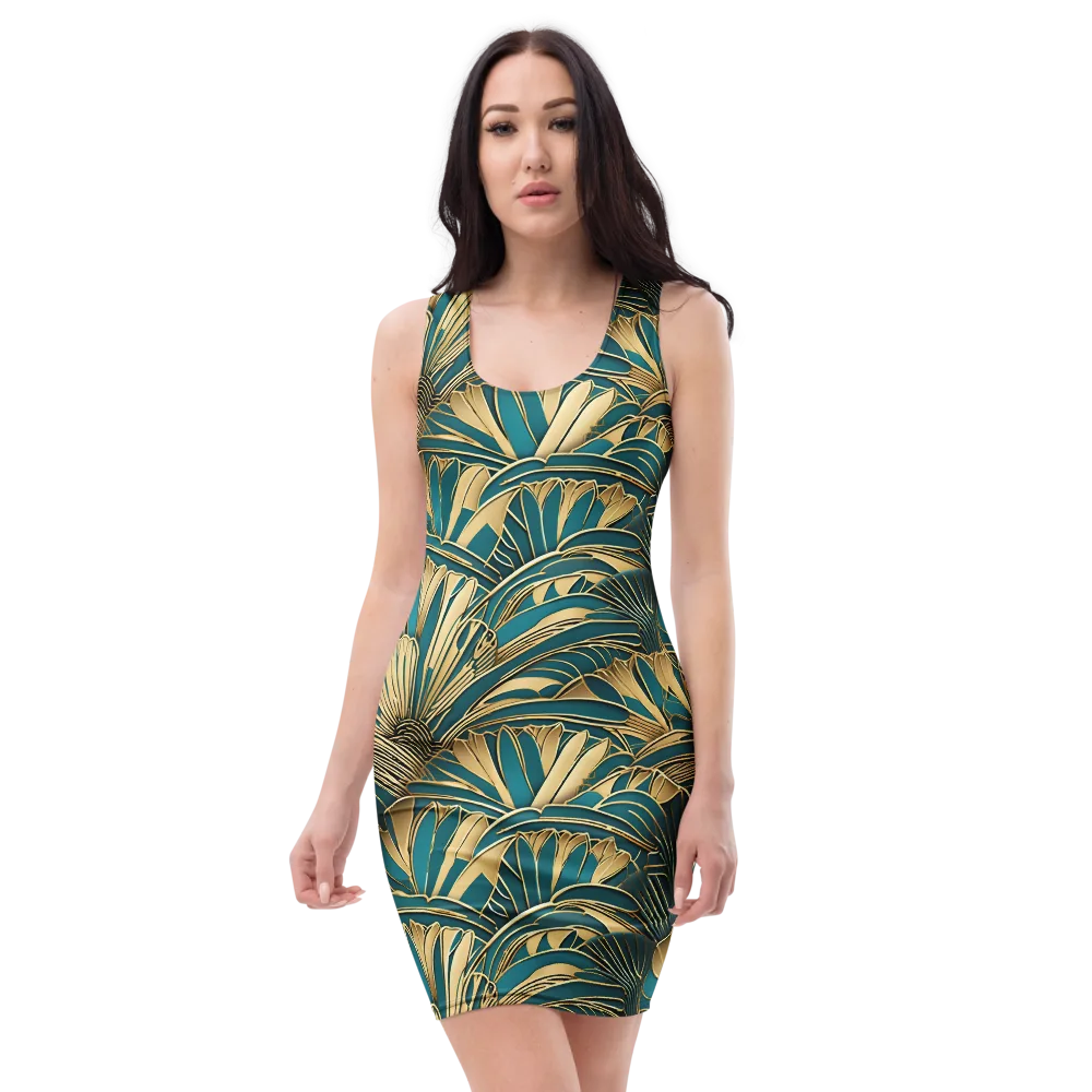 Gilded Botanica on Bodycon Dress — Front