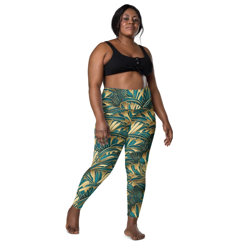 Gilded Botanica on Leggings with Pockets — Front