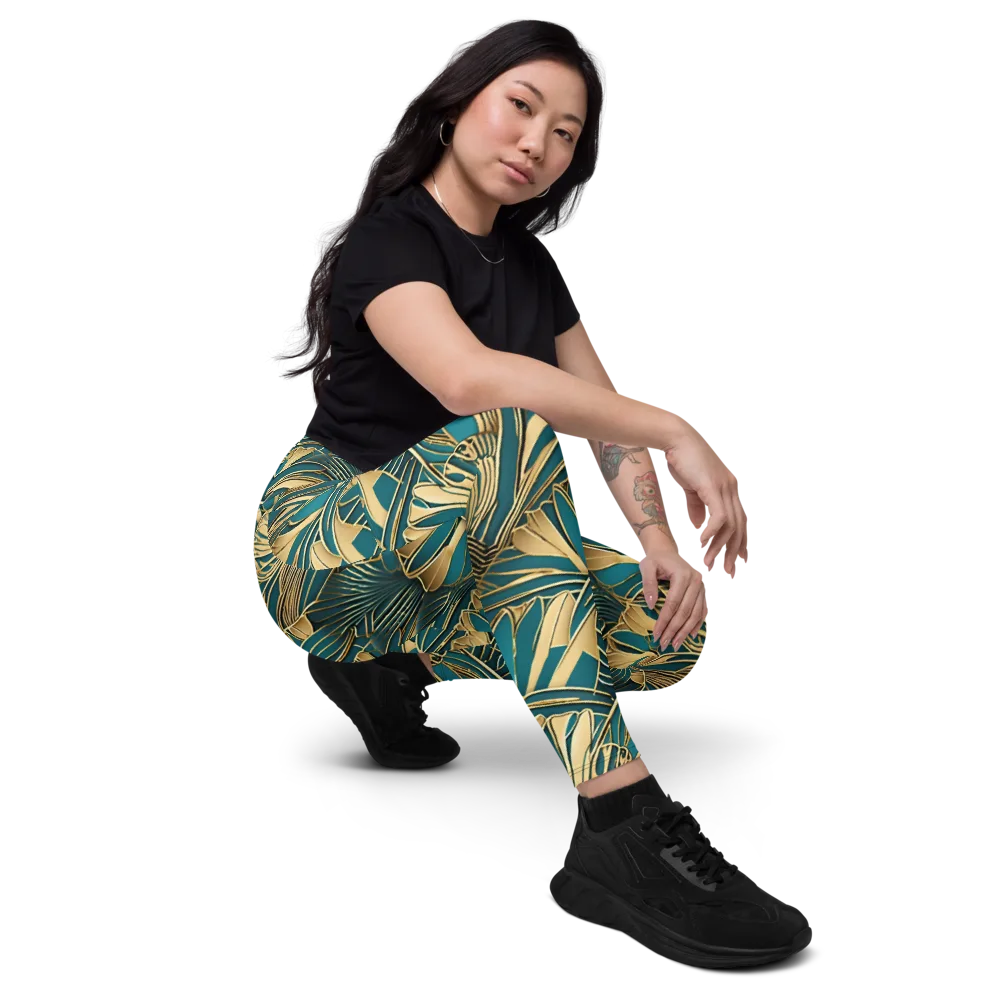 Gilded Botanica on Leggings with Pockets — Right Front