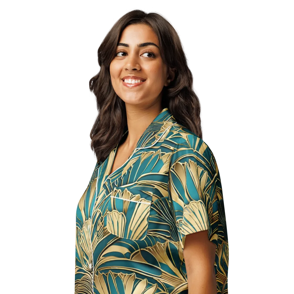 Gilded Botanica on Women's Short Sleeve Pajama Top — Left Front