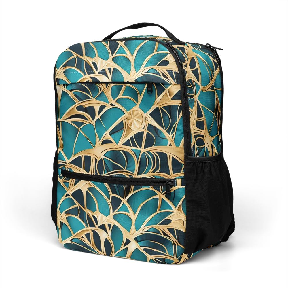 Teal Filigree on Utility Backpack — Left Front