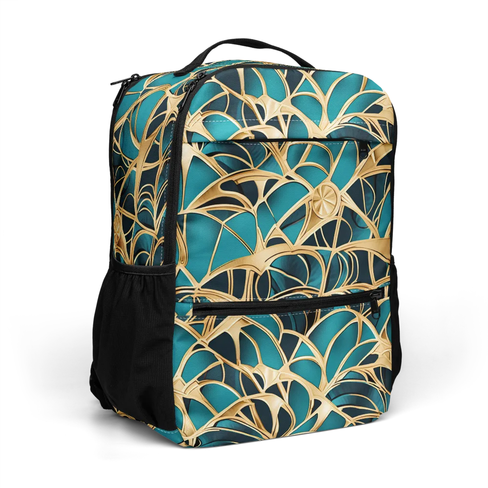 Teal Filigree on Utility Backpack — Right Front