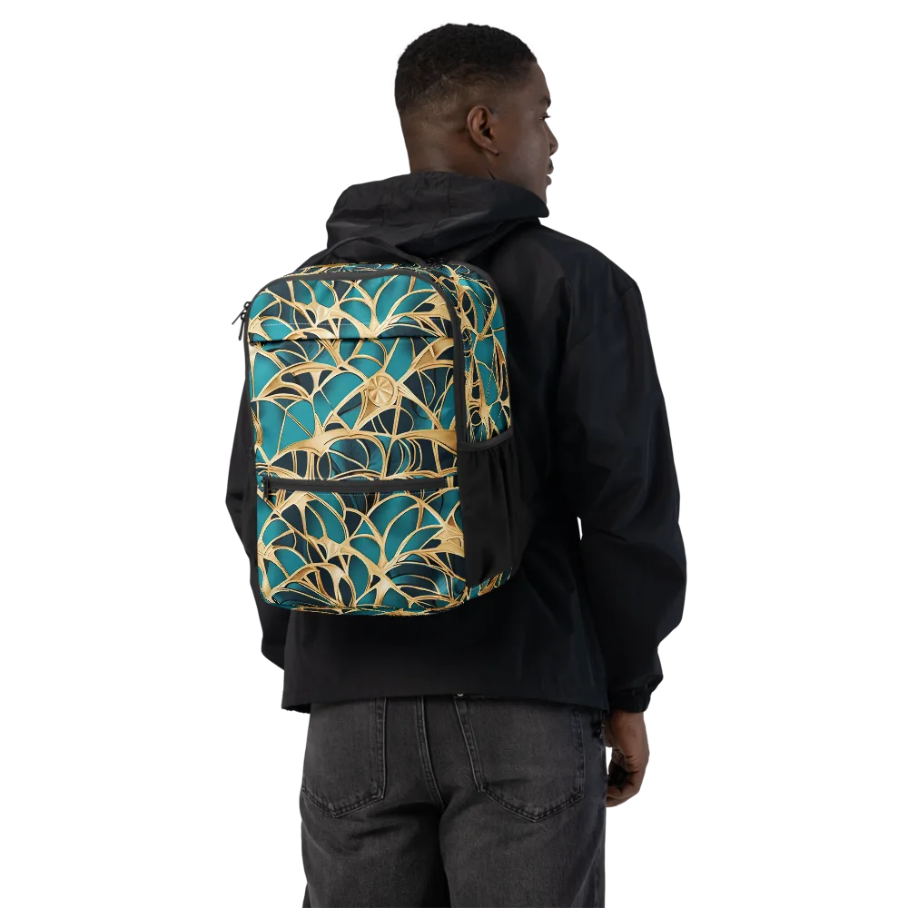 Teal Filigree on Utility Backpack — Back