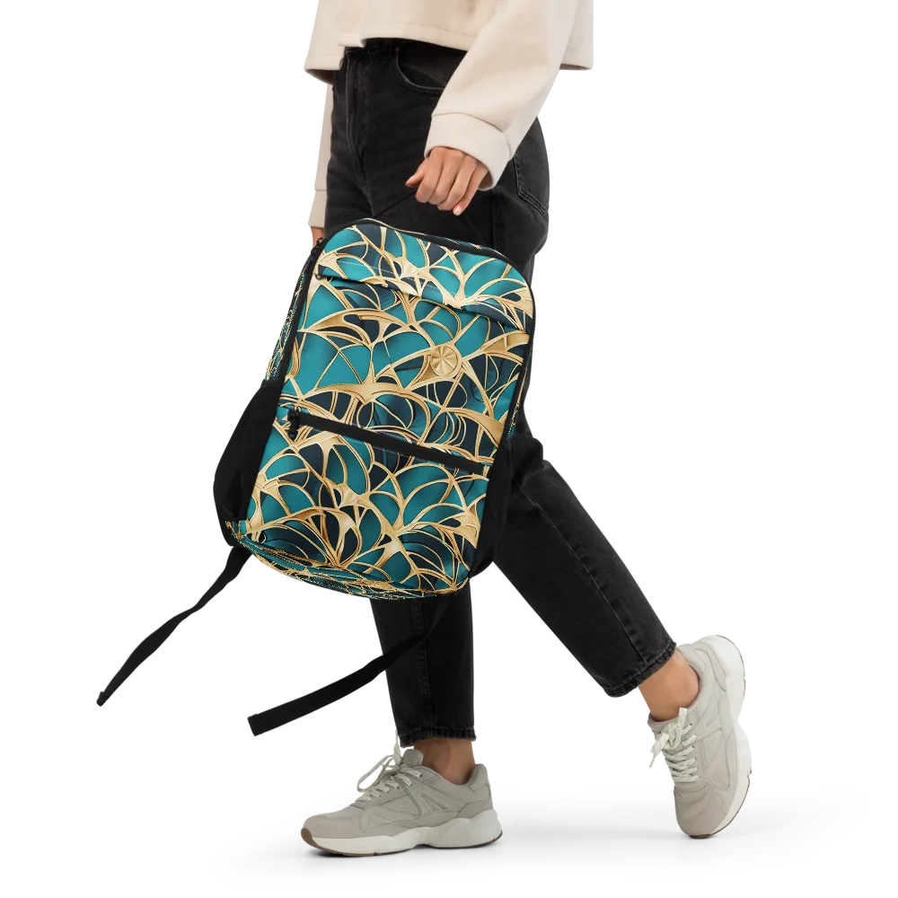 Teal Filigree on Utility Backpack — Front