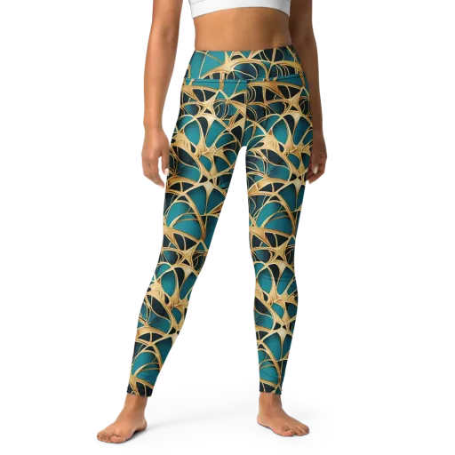 Teal Filigree on a Yoga Leggings
