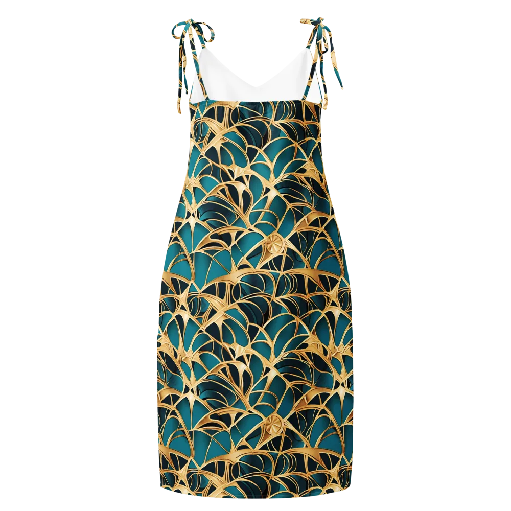 Teal Filigree on Slip Dress — Back