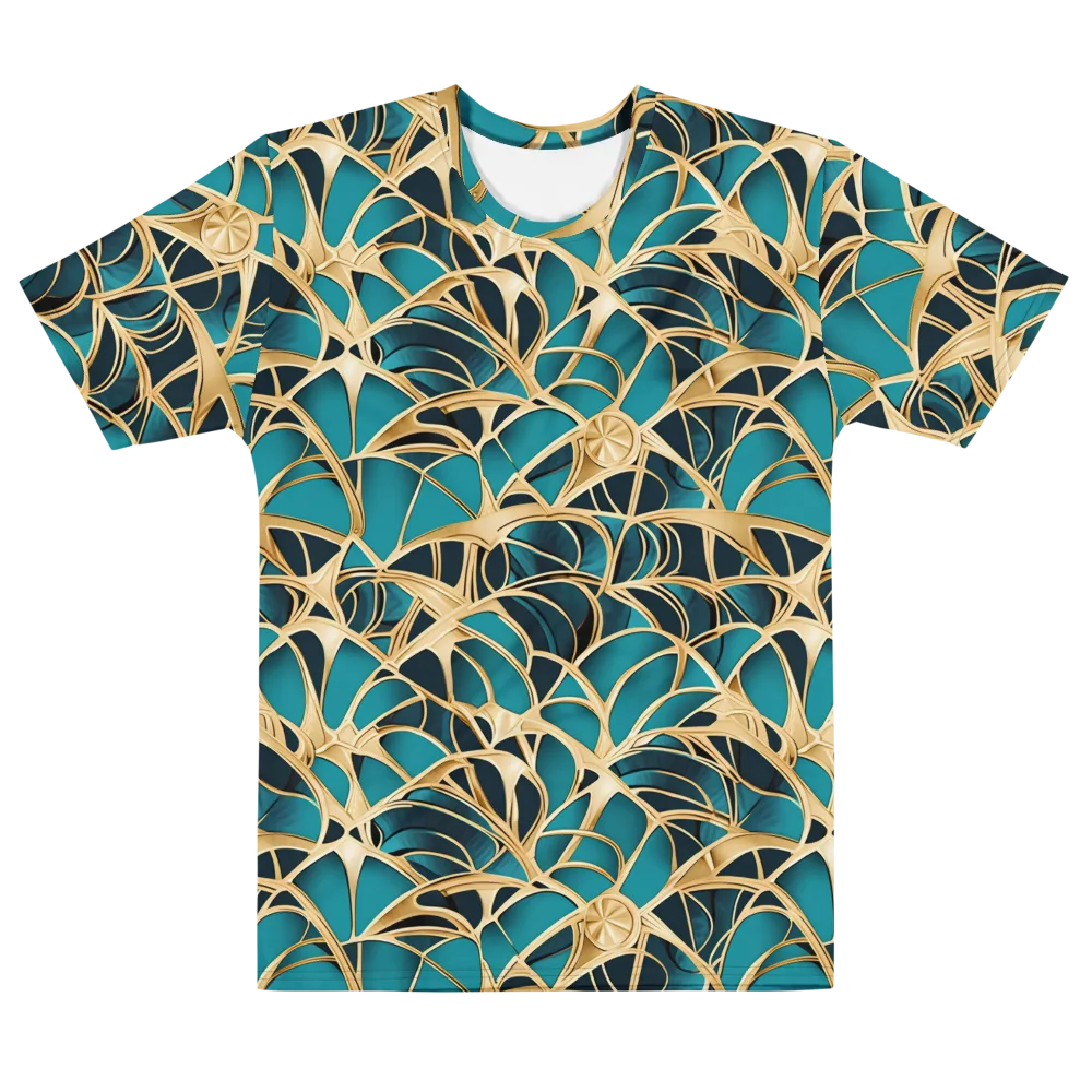 Teal Filigree on Men's Cotton Crew Neck T-Shirt — Front