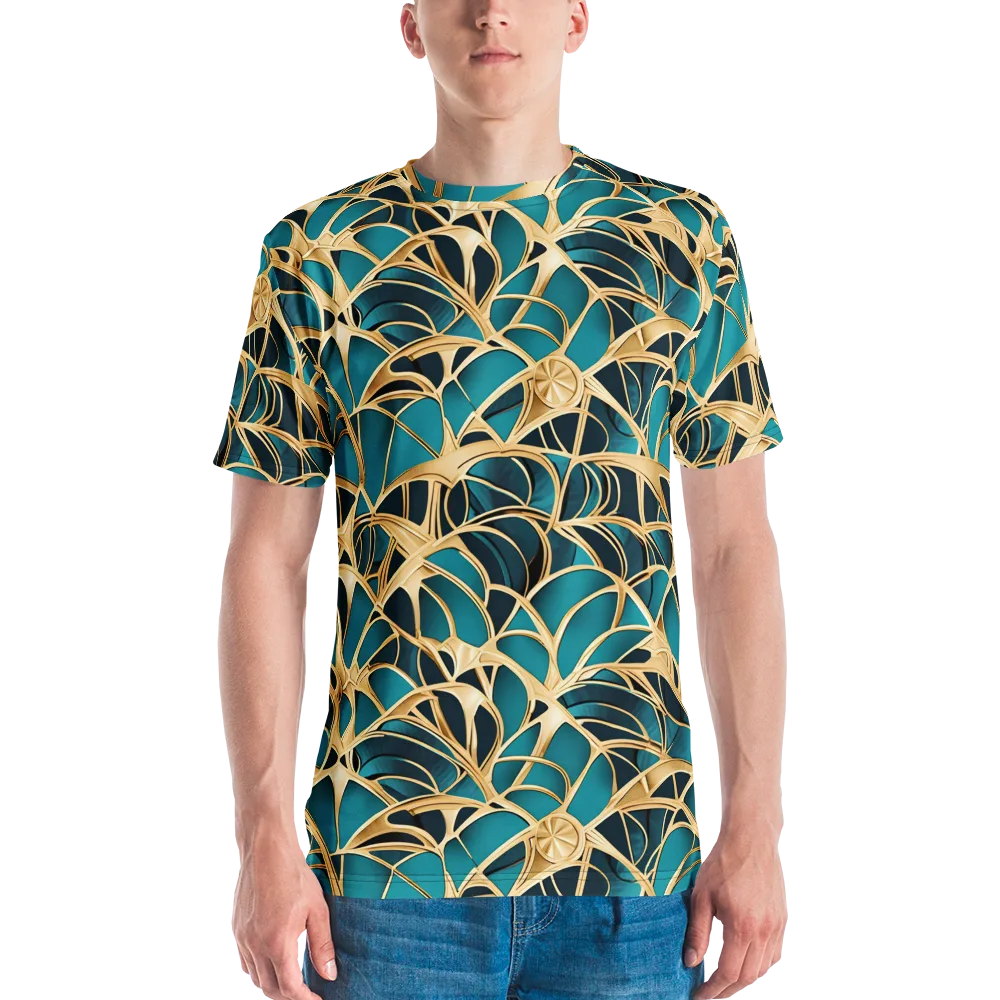Teal Filigree on Men's Crew Neck T-Shirt — Front