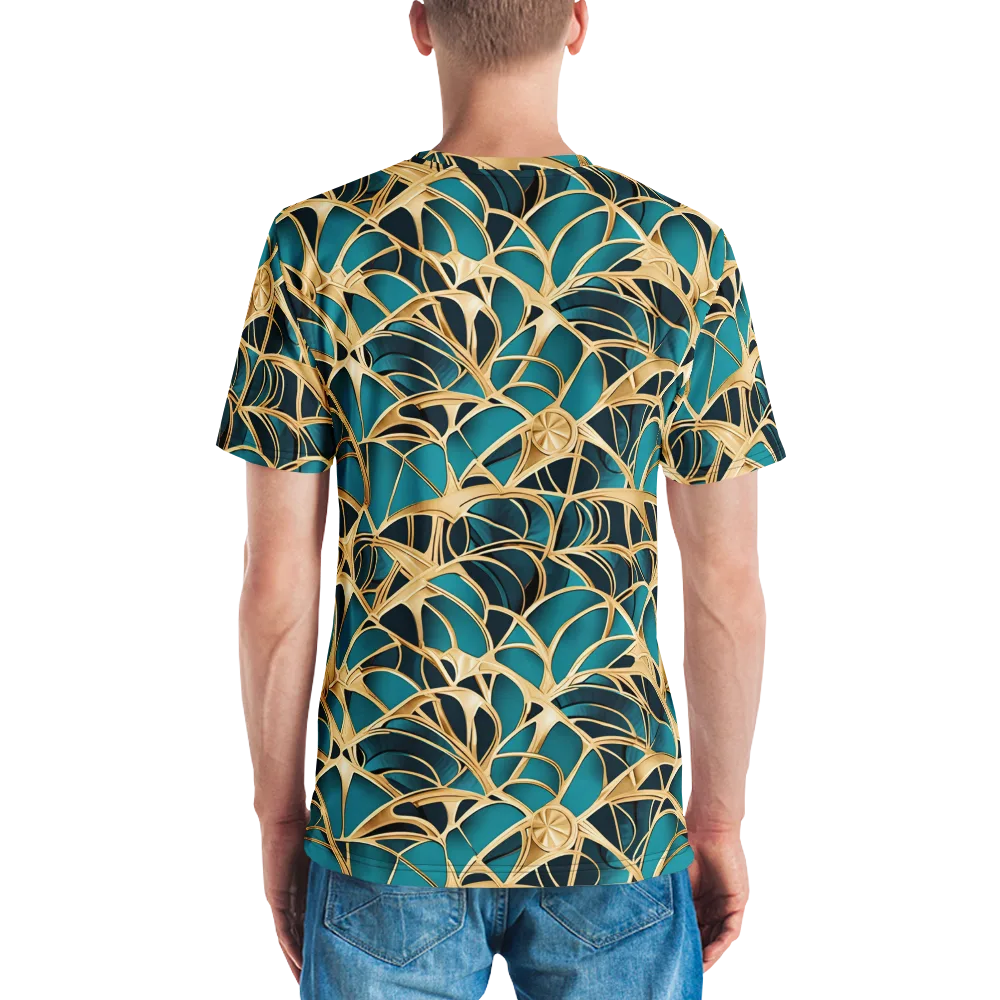 Teal Filigree on Men's Crew Neck T-Shirt — Back