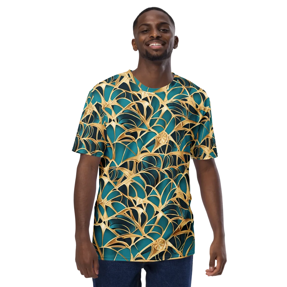 Teal Filigree on Men's Crew Neck T-Shirt — Front