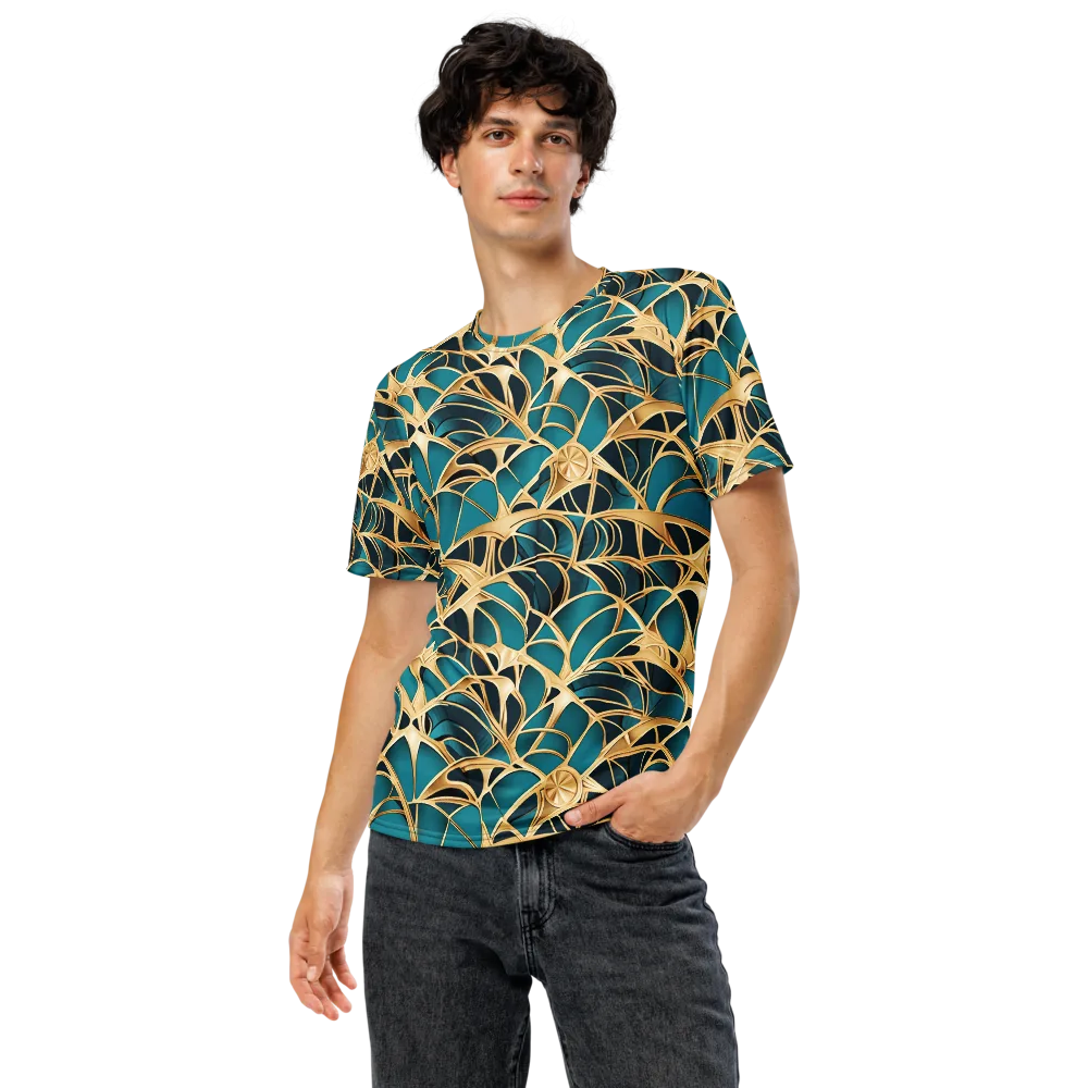 Teal Filigree on Men's Crew Neck T-Shirt — Front