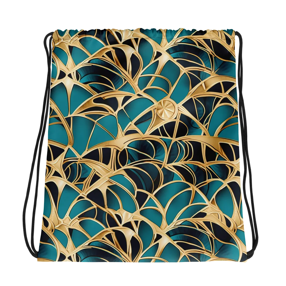 Teal Filigree on Drawstring Bag — Photo