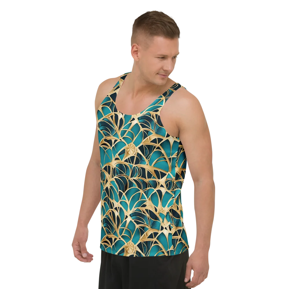 Teal Filigree on Men's Tank Top — Left Front