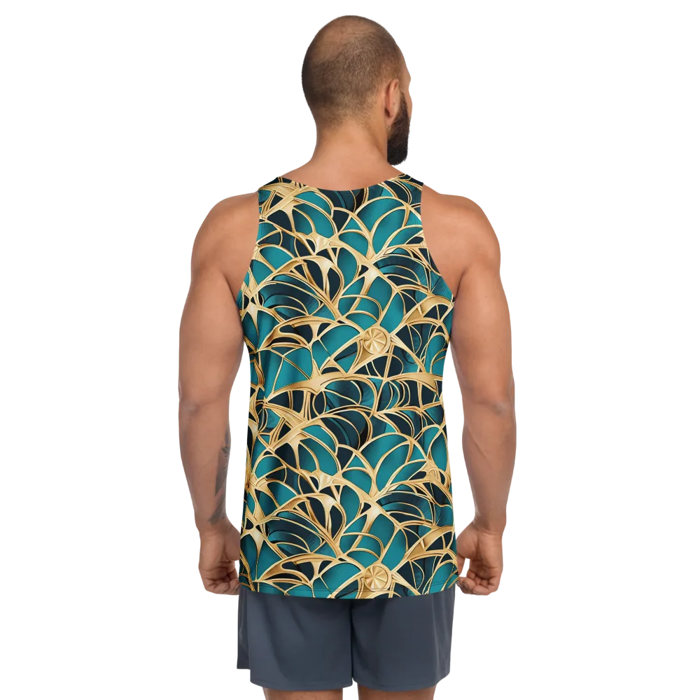 Teal Filigree on Men's Tank Top — Back