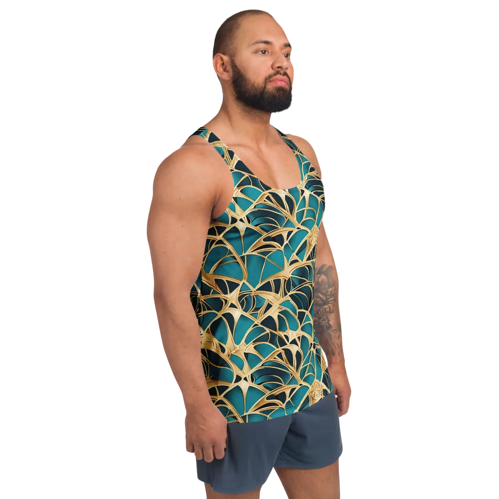 Teal Filigree on Men's Tank Top — Right Front
