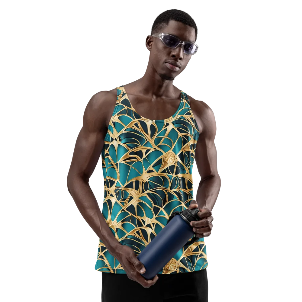 Teal Filigree on Men's Tank Top — Front