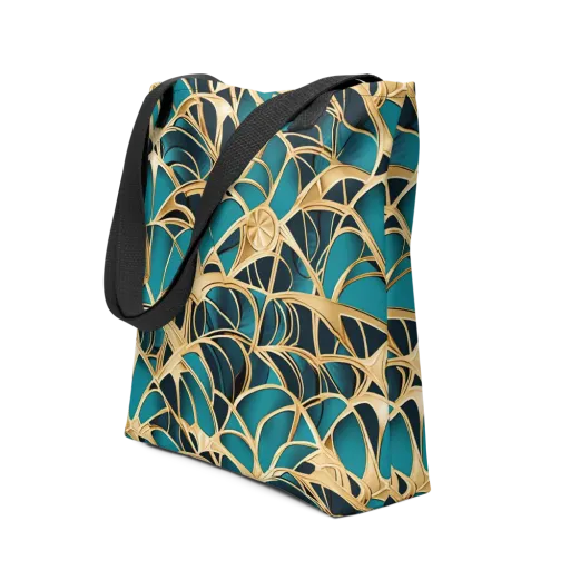 Teal Filigree on a Tote Bag