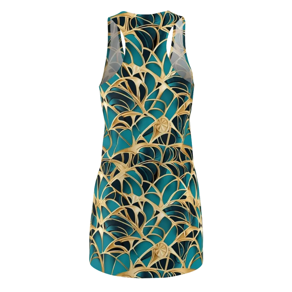 Teal Filigree on Racerback Dress — Back