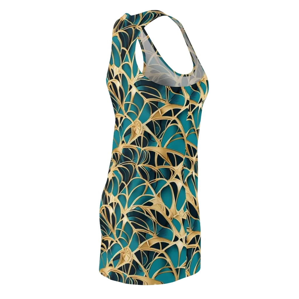 Teal Filigree on Racerback Dress — Back Side