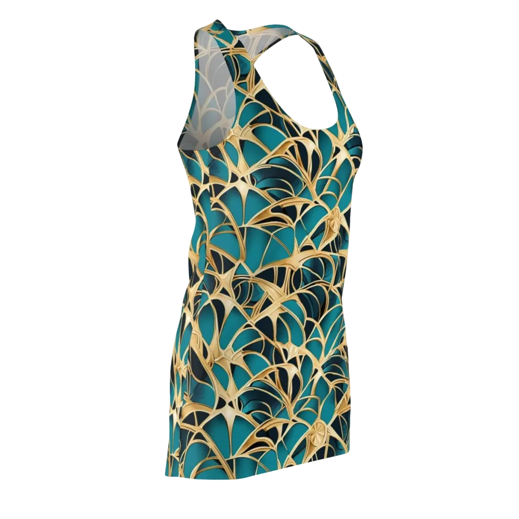 Teal Filigree on Racerback Dress — Front Side
