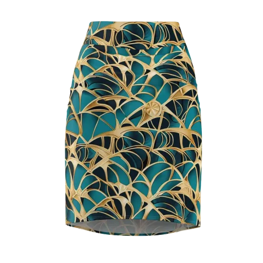 Teal Filigree on a Pencil Skirt