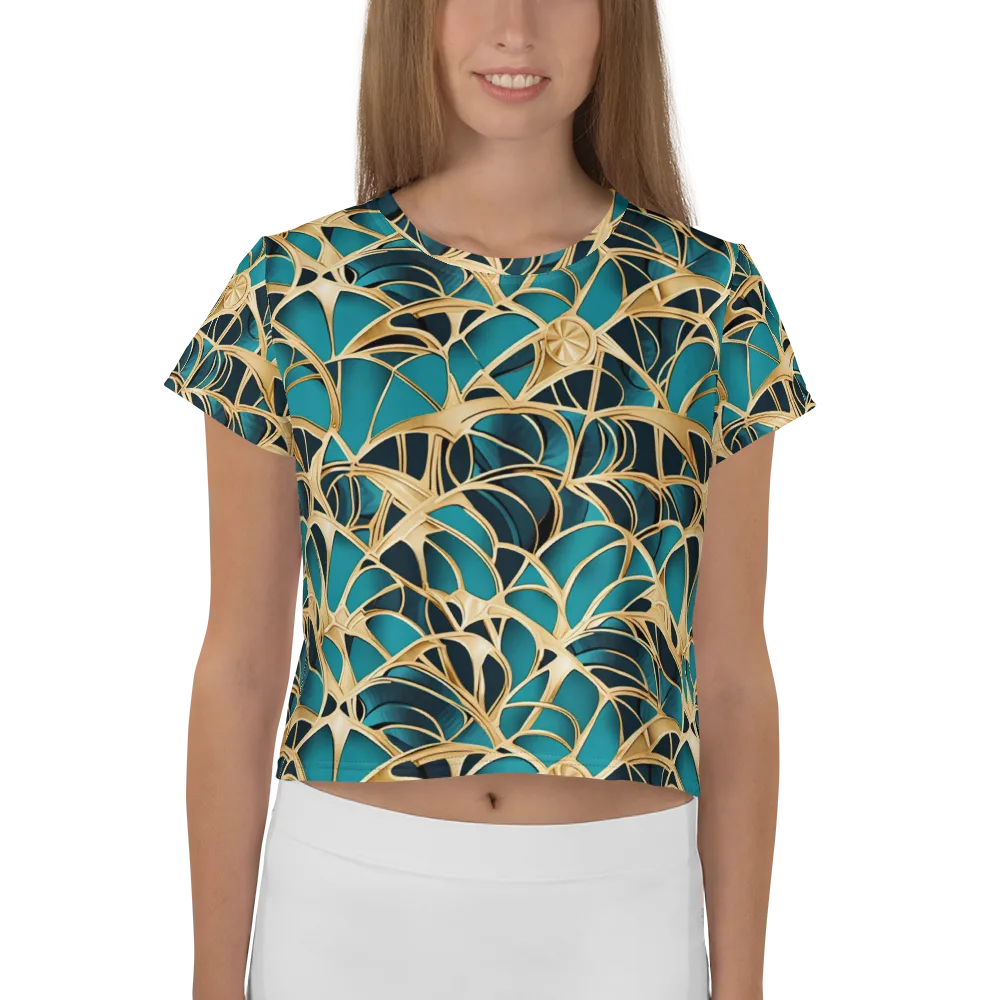 Teal Filigree on Crop Tee — Front